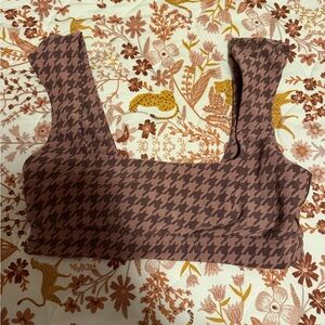 Aerie Offline Sports Bra Checkered Purple and Brown